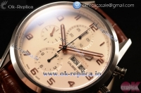 Tag Heuer Carrera Calibre 16 Chronograph Swiss Valjoux 7750 Automatic Steel Case with White Dial Arabic Numeral Markers and Brown Leather Strap（GF）