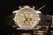 Roger Dubuis Chronograph Miyota Quartz Steel Case with White Dial and Black Rubber Strap