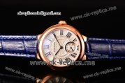 Cartier Ballon Bleu De Small Miyota Quartz Rose Gold Case with White Dial Roman Numeral Markers and Blue Leather Strap