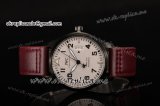 IWC Pilot's Mark XVII Swiss ETA 2824 Automatic PVD Case with White Dial Numeral Markers and Burgundy Leather Strap