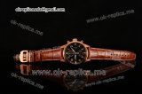IWC Pilot Chrono Swiss Valjoux 7750 Automatic Rose Gold Case with Black Dial Numeral Markers and Brown Leather Strap - 1:1 Original