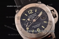 Panerai PAM0252 Luminor North Pole GMT Swiss Valjoux 7750-CHG Automatic Steel Case with Black Dial and Black Rubber Strap - Stick Markers