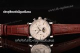 Patek Philippe Grand Complication Chronograph Swiss Valjoux 7750 Manual Winding Steel Case with White Dial Roman Numerals and Brown Leather Strap