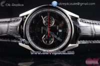 Tag Heuer Carrera Calibre 1887 Concept Chrono Swiss Valjoux 7750 Automatic Steel Case with Black Dial Arabic Numeral Markers and Black Leather Strap (GF)