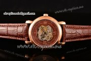 Vacheron Constantin Malte Asia Automatic Rose Gold Case with Brown Skeleton Dial Roman Numeral Markers and Brown Leather Strap