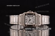 Cartier Santos 100 Quartz Movement Silver Case with White Dial and Roman Markers-SS Strap-Lady Size