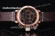 U-Boat Chimera Skeleton Chrono Japanese Miyota OS10 Quartz Rose Gold Case with Skeleton Dial Arabic Numeral Markers and Brown Leather Strap