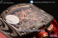 Richard Mille RM 11-02 Chrono Swiss Valjoux 7750 Automatic Carbon Fiber Case with Skeleton Dial Red Rubber Strap and Red Skeleton Markers - 1:1 Origianl