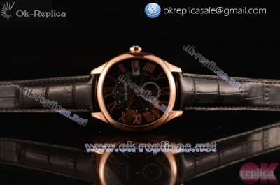 Cartier Drive de Cartier Asia Automatic Rose Gold Case with Black Dial Roman Numeral Markers and Black Leather Strap (ZF)