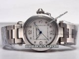 Cartier Pasha Automatic Movement Silver Case with White Dial and Stainless Steel Strap-Diamond Markers
