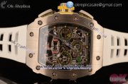 Richard Mille RM11-03 Swiss Valjoux 7750 Automatic Steel Case with Skeleton Dial Arabic Numeral Markers and White Rubber Strap (KV)