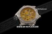 Breitling Avenger Seawolf Swiss ETA 2824 Automatic Movement Silver Case with Yellow Dial-Black Number Markers and Black Rubber Strap