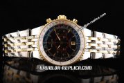 Breitling Montbrillant Legende Swiss Valjoux 7750 Automatic Movement Two Tone with Black Dial and Gold Markers