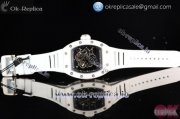 Richard Mille RM 055 Bubba Watson Miyota 9015 Automatic Ceramic Case with Black Skeleton Dial Skeleton Markers and White Rubber Strap