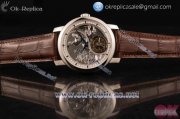 Vacheron Constantin Traditionelle Minute Repeater Tourbillon Swiss Tourbillon Manual Winding Stick Markers with Grey Dial Steel Case and Brown Leather Strap