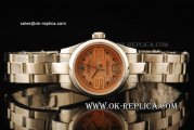 Rolex Lady Oyster Perpetual Swiss ETA 2671 Automatic Movemen Full Steel with Domed Bezel and Orange Dial