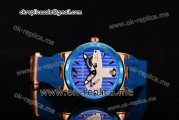 Ulysse Nardin El Toro / Black Toro Asia Automatic Rose Gold Case with Blue Dial Stick Markers and Blue Rubber Strap