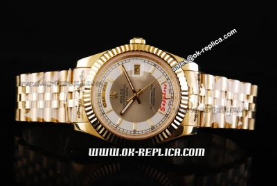 Rolex Day Date II Swiss ETA 2836 Automatic Movement Full Gold with Grey/White Dial and Stick Markers