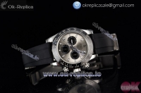 Rolex Cosmograph Daytona Clone Rolex 4130 Automatic Steel Case with Silver Dial Stick Markers and Black Rubber Strap -1:1