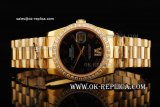 Rolex Datejust Automatic Movement Full Gold with Diamond Bezel and Black Dial-Gold Roman Markers