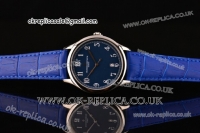 Vacheron Constantin Historiques Chronometre Royal 1907 Miyota Quartz Steel Case with Blue Dial Numeral Markers and Blue Leather Strap