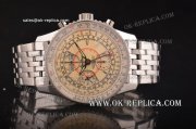 Breitling Montbrillant Datora Swiss Valjoux 7751 Automatic Full Steel with Beige Dial