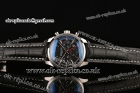 Breitling Transocean Chronograph GMT Swiss Valjoux 7750 Automatic Steel Case with Black Dial and Black Leather Strap