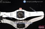 Richard Mille RM 055 Bubba Watson Miyota 9015 Automatic Ceramic Case with Black Skeleton Dial Skeleton Markers and White Rubber Strap