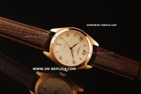 Patek Philippe Calatrava Swiss ETA 2836 Automatic Movement Rose Gold Case with White Dial-Rose Gold Markers and Brown Leather Strap