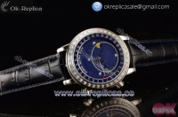 Patek Philippe Grand Complication Sky Moon Celestial Miyota 9015 Automatic Steel Case with Blue Dial Black Leather Strap and Arabic Numeral Markers (GF)
