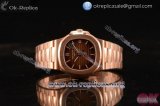 Patek Philippe Nautilus Miyota 9015 Auto Rose Gold Case with Brown Dial Stick Markers and Rose Gold Bracelet - 1:1 Origianl