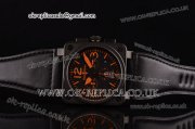 Bell&Ross BR03-94 Chrono Swiss Quartz PVD Case with Black Dial and Black Leather - Orange Markers