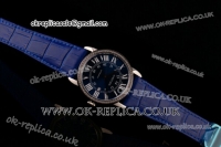 Cartier Ronde Solo Swiss ETA 2836 Automatic Steel Case with Blue Dial Diamond Bezel and Blue Leather Strap