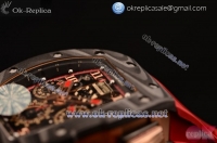 Richard Mille RM 11-02 Chrono Swiss Valjoux 7750 Automatic Carbon Fiber Case with Skeleton Dial Red Rubber Strap and Red Skeleton Markers - 1:1 Origianl