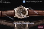 Vacheron Constantin Traditionelle Minute Repeater Tourbillon Swiss Tourbillon Manual Winding Brown Leather Strap with Steel Case Stick Markers and Grey Dial