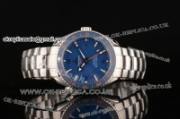 Omega Seamaster Planet Ocean GMT 8500 Clone Movement Steel Case with Blue Dial and white Stick Markers