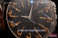 Roger Dubuis Excalibur Knights of the Round Table II Citizen 6T51 Manual Winding Steel Case with Black Jade Dial Stick Markers and Black Leather Strap (AAAF)
