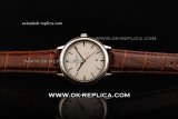 Vacheron Constantin Patrimony Automatic Movement Steel Case with White Dial and Stick/Arrow Markers-Brown Leather Strap
