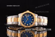 Rolex Datejust Automatic Movement Blue Dial with Gold Bezel and Diamond Markers-Two Tone Strap