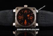 Bell&Ross BR 03-92 Asia 4813 Automatic Movement ETA Case with Black Leather Strap-Black Dial and Orange Numeral/Stick Markers-Limited Edition