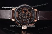 U-Boat Chimera Skeleton Chrono Japanese Miyota OS10 Quartz PVD Case with Arabic Numeral Markers Skeleton Dial and Brown Leather Strap