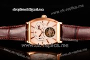 Vacheron Constantin Malte Tourbillon Power Reserve Swiss Tourbillon Manual Winding Rose Gold Case with White Dial Stick Markers and Brown Leather Strap