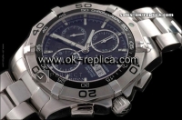 Tag Heuer Aquaracer Chronograph Day Date Swiss ETA 7750 Movement Full Steel with Black Dial