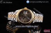 Rolex Datejust II Clone Rolex 3135 Automatic Yellow Gold/Steel Case with Gray Dial Roman Numeral Makrers and Two Tone Bracelet (BP)