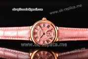 Cartier Ballon Bleu De Small Miyota Quartz Rose Gold Case with Pink Dial Roman Numeral Markers and Pink Leather Strap