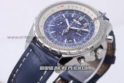 Breitling Bentley Automatic Movement Blue Dial with Honeycomb Bezel and Blue Leather Strap