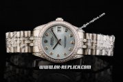 Rolex Datejust Oyster Perpetual Automatic Movement Blue Dial SS Case Diamonds Bezel and Strap