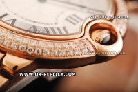 Cartier Ballon Bleu De Swiss Quartz Movement Full Rose Gold with Diamond Bezel and Silver Dial-Lady Model