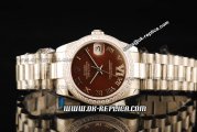 Rolex Datejust Oyster Perpetual Automatic Movement ETA Coating Case with Diamond Bezel and Brown Dial - Silver Roman Markers