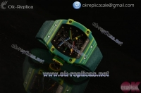 Richard Mille RM 67-02 Miyota 9015 Automatic Rubber/PVD Case Skeleton Dial Green Nylon Strap